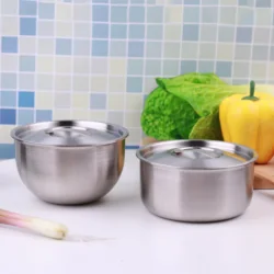 Stainless Steel Salad Bowl With Covers Lunch Box Fruit Food Storage Container Dinnerware Kitchen Tool