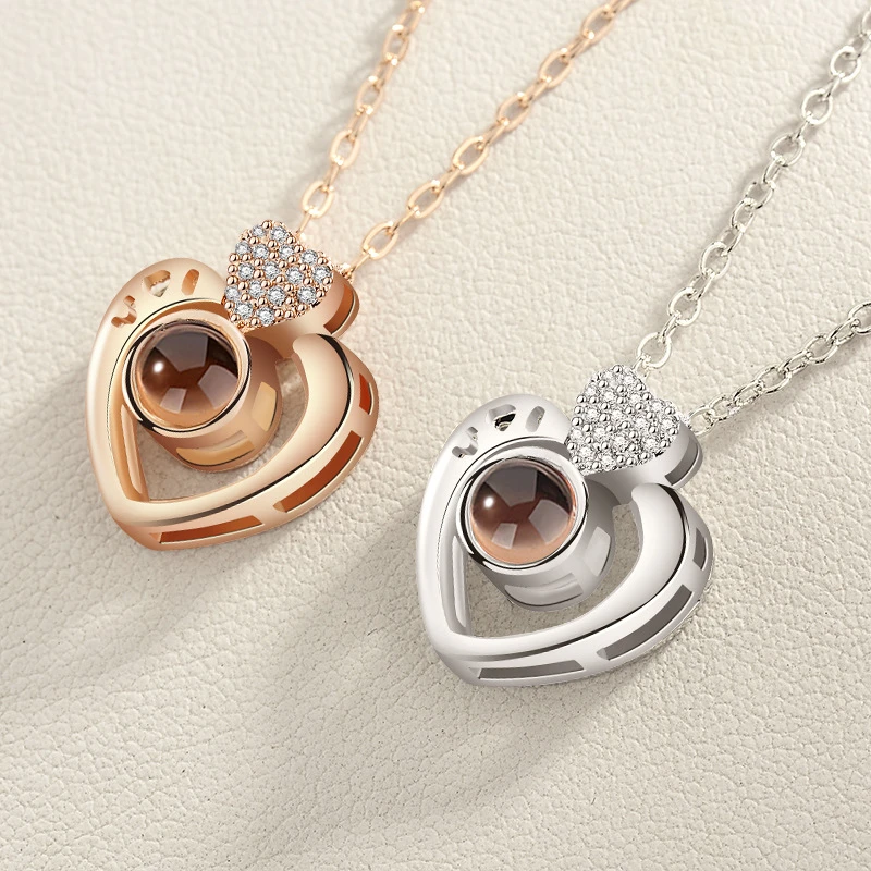 INS Trendy Pendant Inlaid Color Zircon Love Bear Diamond Necklace Sweater Chain Wearing Four-Leaf Clover Necklace