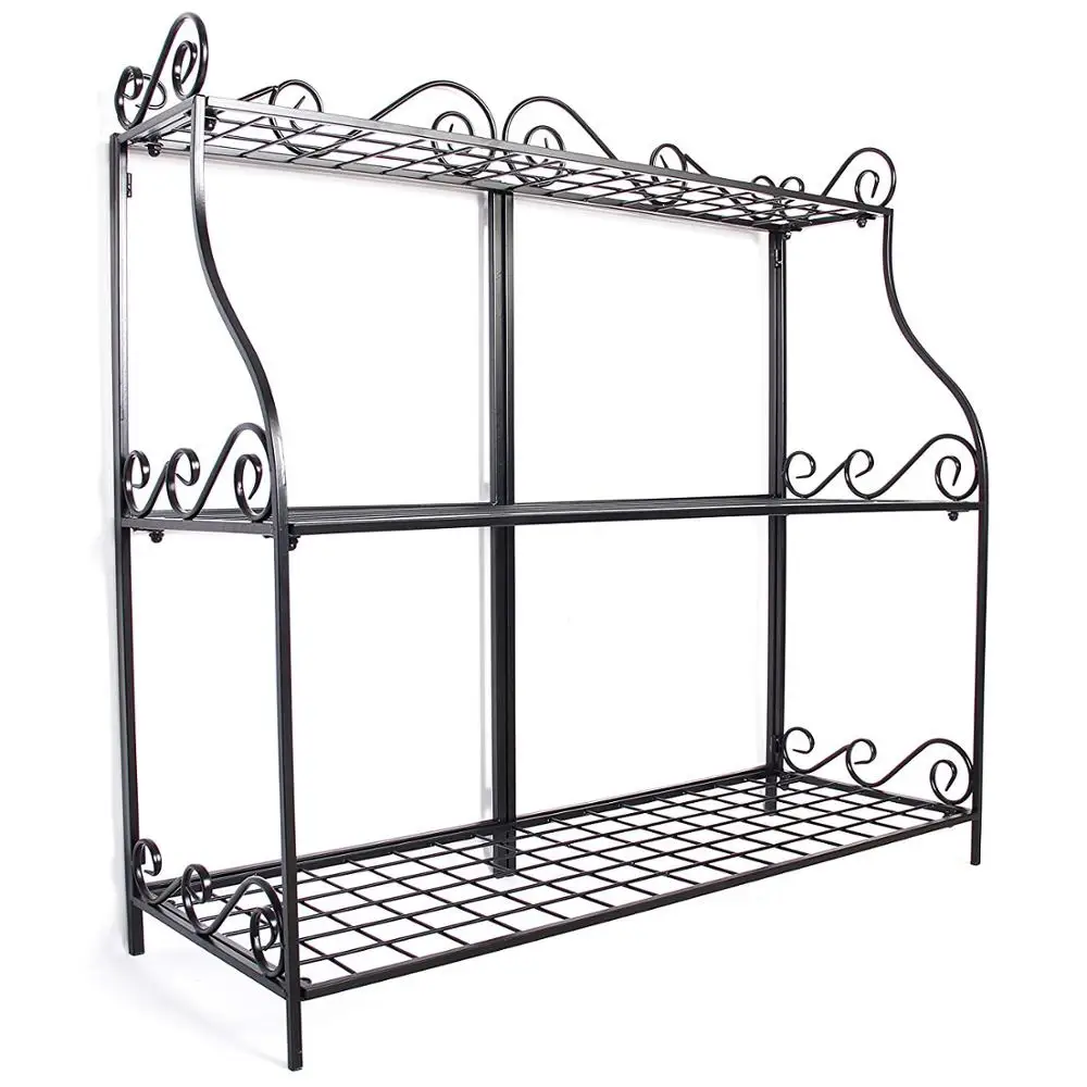 Upright 3 Tier Plant Stand Modern Iron Metal Plant Stand Kitchen Storage Rack Shelf