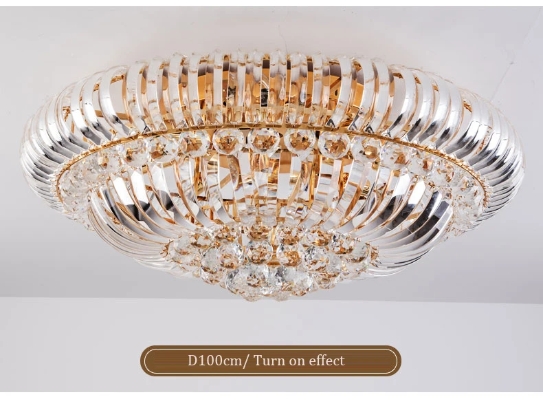 Классический отельная круглая роскошные светодиодный потолочный светильник с украшением в виде кристаллов Золотая люстра лампа ETL60446