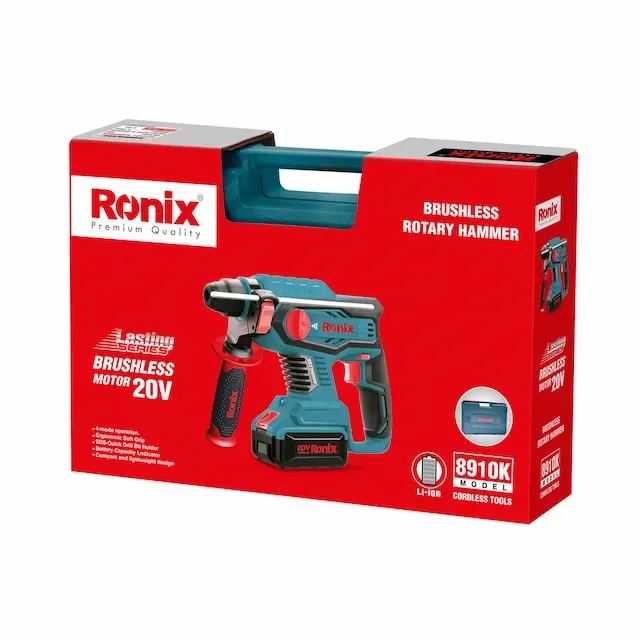Компактная и Легкая Аккумуляторная дрель Ronix модель 8910K 4 режима работы бесщеточный вращающийся молоток 20 в