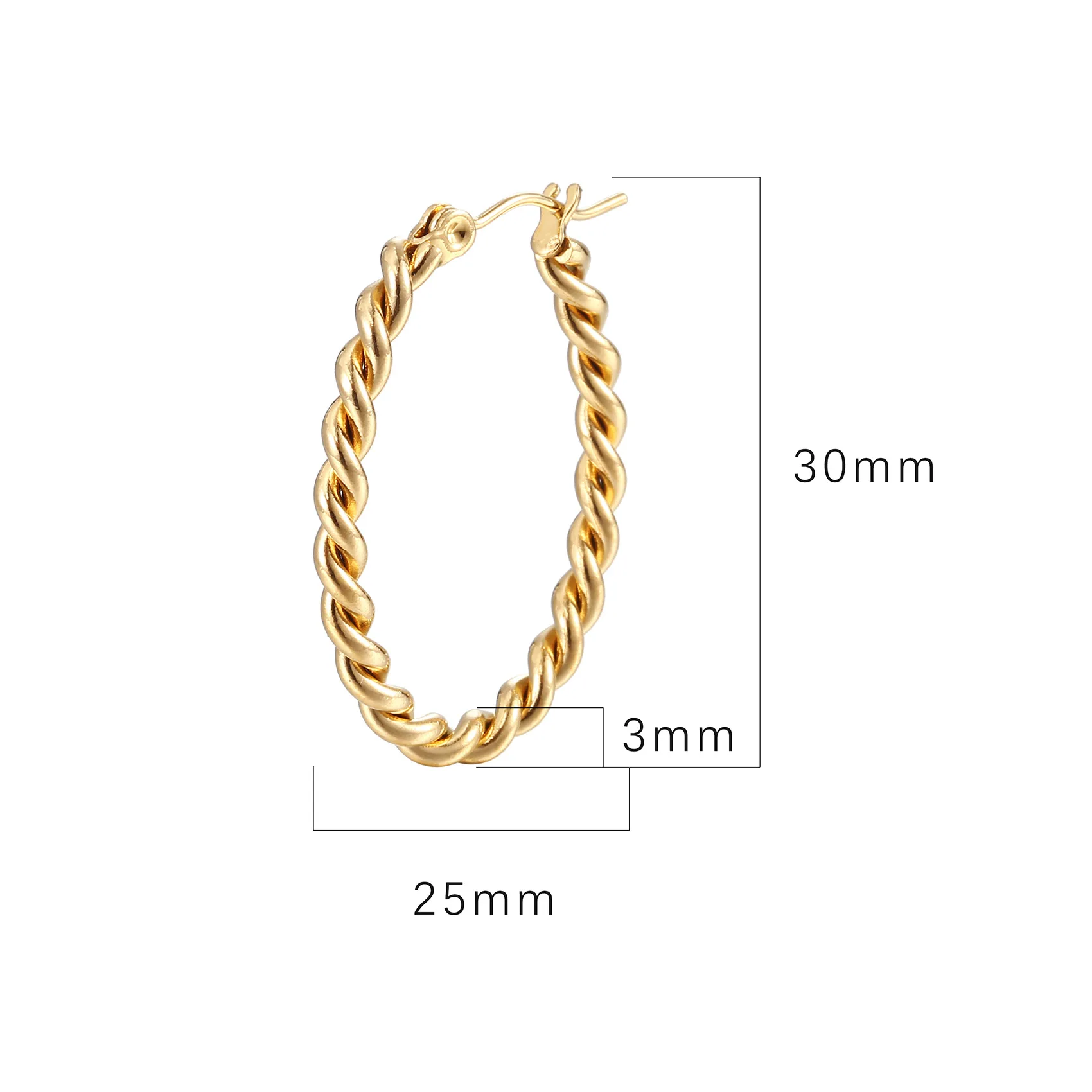 Twist Round Hoop Earrings 14k Gold Color Geometry Jewellery for Women Girl Party Wedding Gift