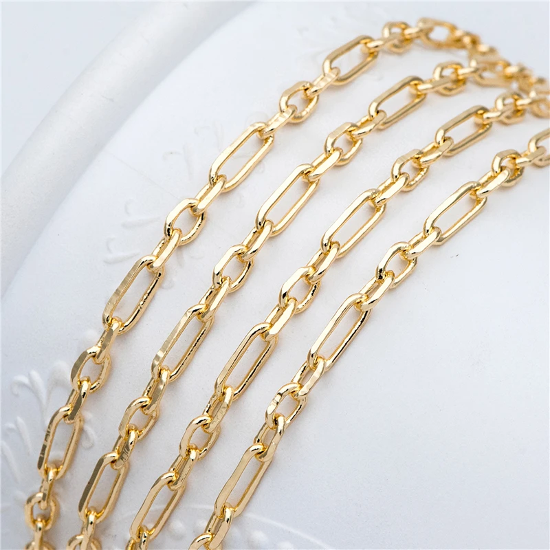 NANA high quality 18k gold plated chain,3.7mm bigger size gold brass chain