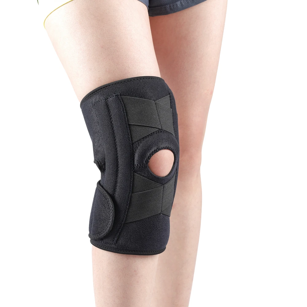 compression knee support brace with side stabilizer knee brace sports strap adjustable
