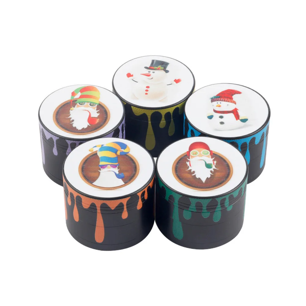 4-layer 40 mm metal cigarette grinder zinc alloy creative Christmas printed smoking grinder