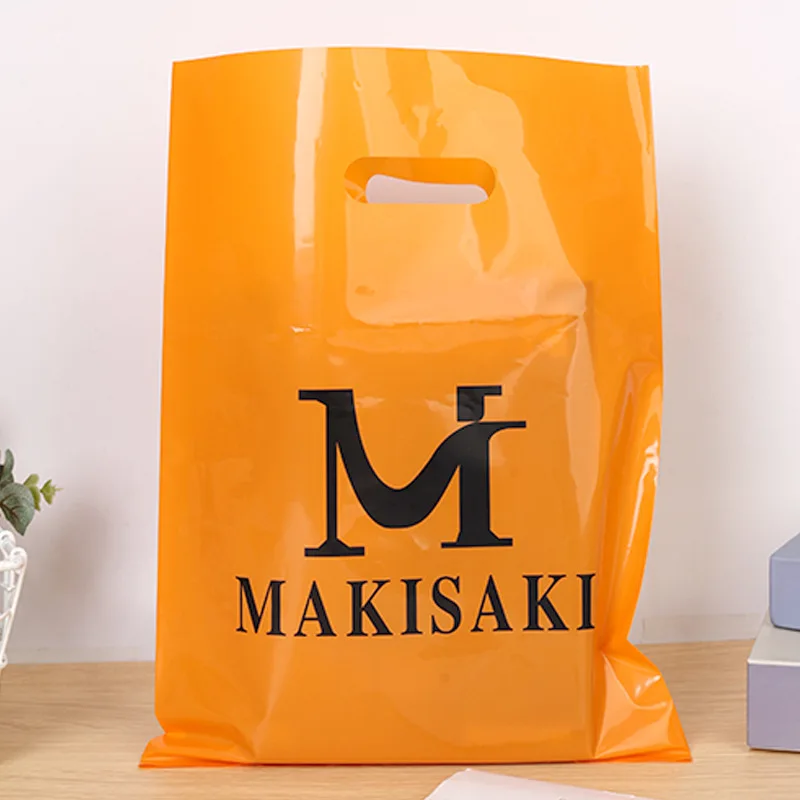 Eco-Friendly 12x15 inch Die Cut Handle Plastic Shopping Bags Heat Seal Gusset Type for Shoes shopping bag plastic bag