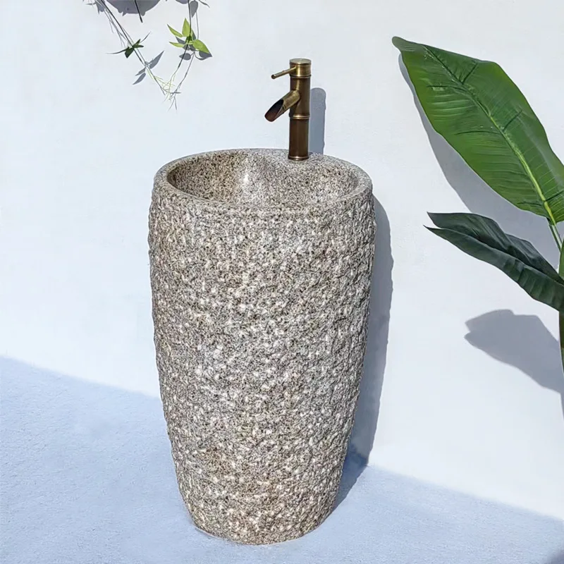 HZX Custom Pedestal Sink Natural Stone Marble Sandstone Sink Wash Basin Basin Sink Countertops Vanity Tops Table Tops