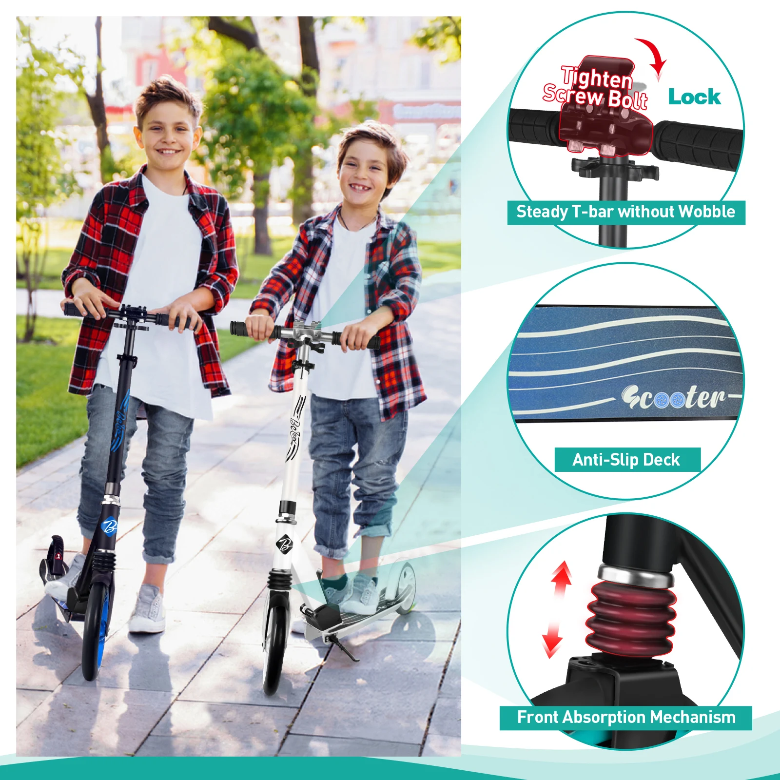 200mm Big PU Wheels kick scooter Foldable Foot Kick Scooter for Adult