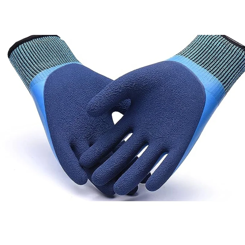 Waterproof Work Gloves Luvas Guantes, 15 Gauge Latex smooth Latex micro foam double coated GRS Gloves