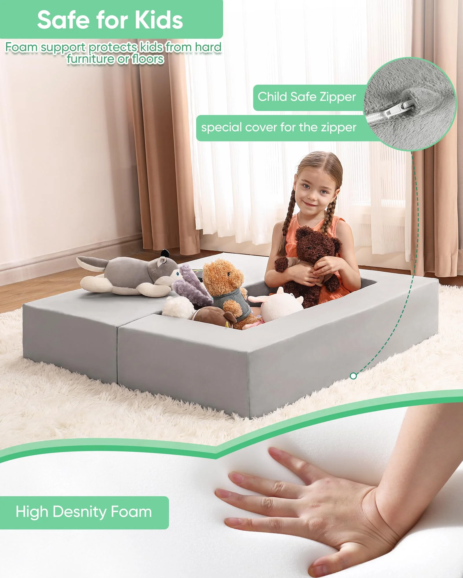 Kids Toddler Couch  Modular  Play Couch Set Baby  Foam Playroom Couch