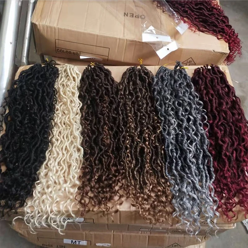 New Goddess Locs Crochet Hair Faux Locs Wavy Crochet Curly Hair Faux Locs Crochet with Curly Ends River Curls Crochet Hair