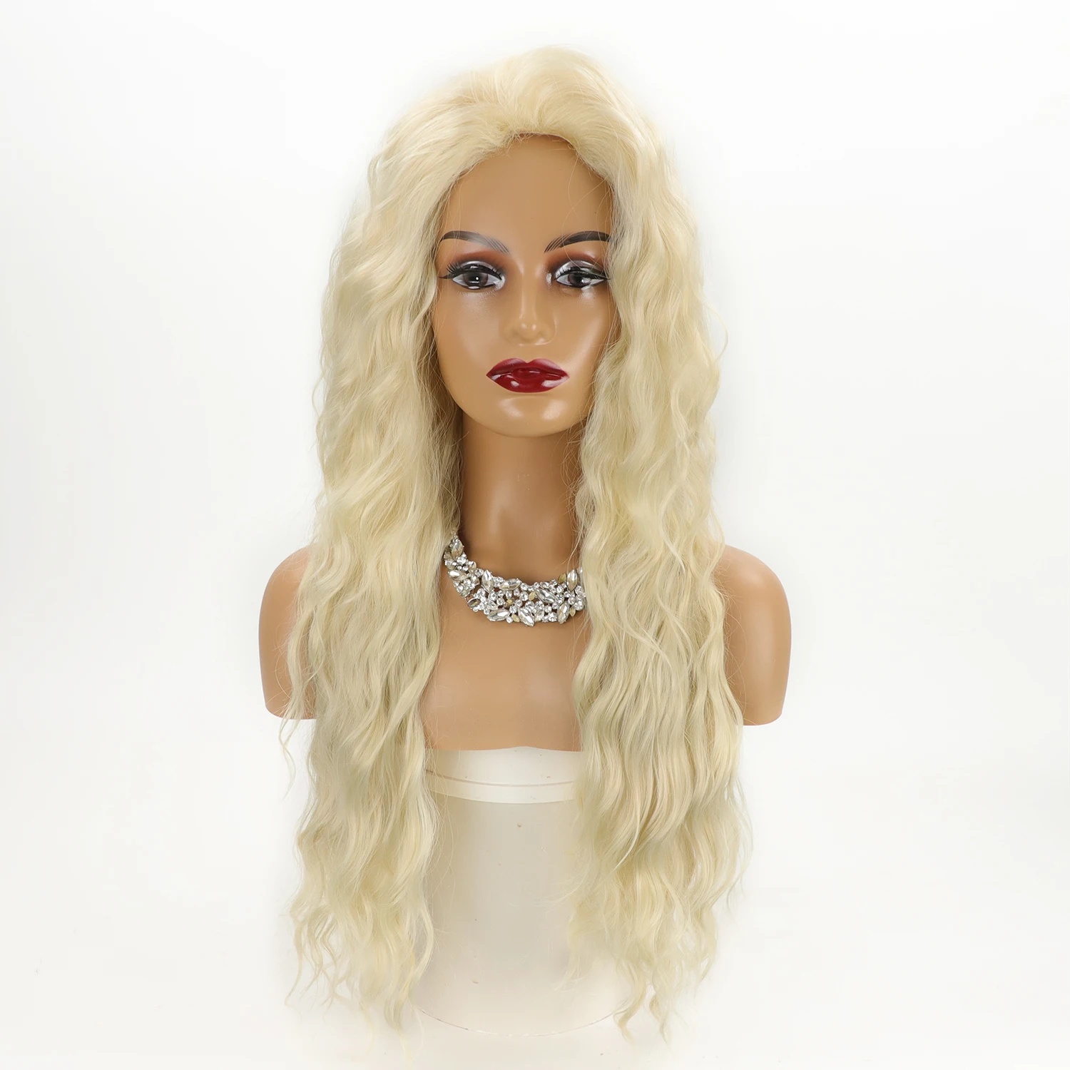 Ombre Deep Wave Synthetic Hair Wigs Heat Resistant Faux Twist Wigs Natural Looking Long Curly Wigs for Women Daily Party Cosplay