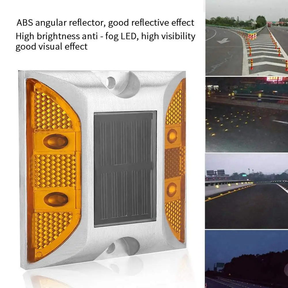Waterproof 4LED Flashing Solar Road Stud Light Security Warning Lamp For Pathway