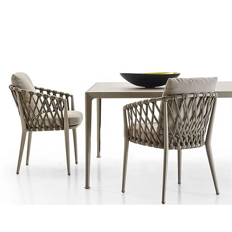 Popular Design Chair Outdoor Furniture Luxury All Weather Aluminium Rope Garden Hotel Resort Restaurant Dining Chair
