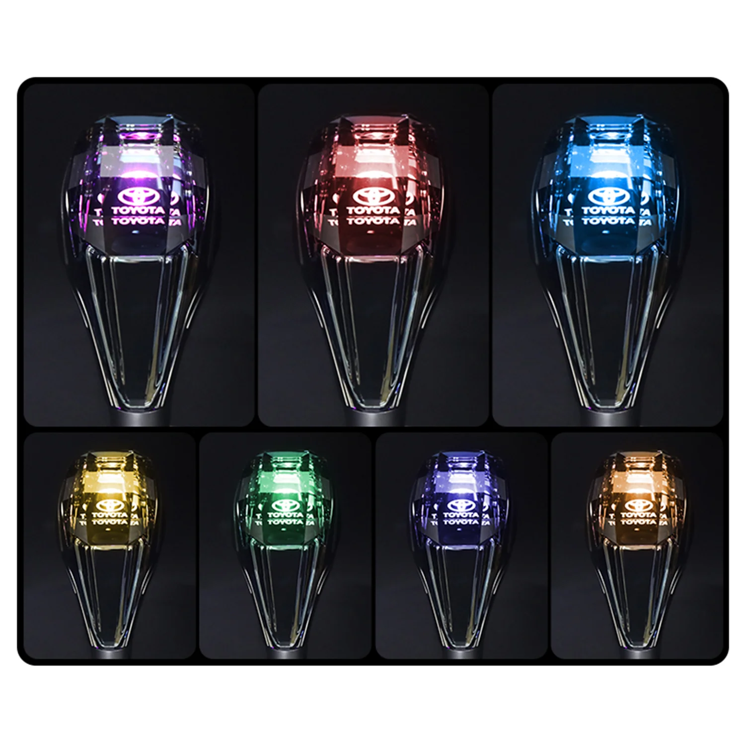 LED Backlight Crystal Shifter Lever Aluminum Leather Knobs Auto Car Parts Manual Universal LED sensor handle