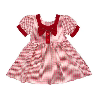 SN1067 Korean girl princess dress toddler red plaid dresses with bow 2021
