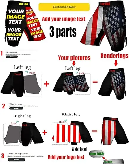 Custom design men and women mma shorts sublimation 100% polyester fabric fight shorts mma jiu jstu kickboxing shorts
