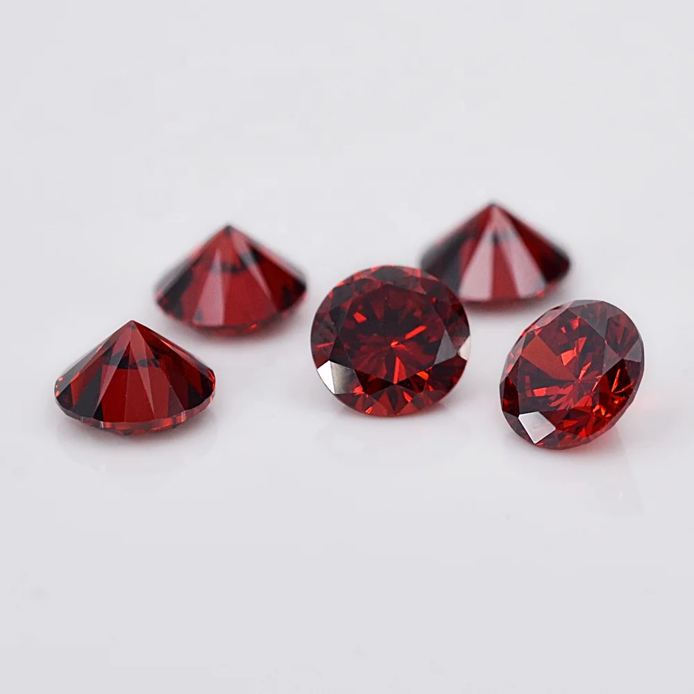 Good quality zircon gemstone round brilliant cut synthetic loose dark garnet cubic zirconia gems for jewelry