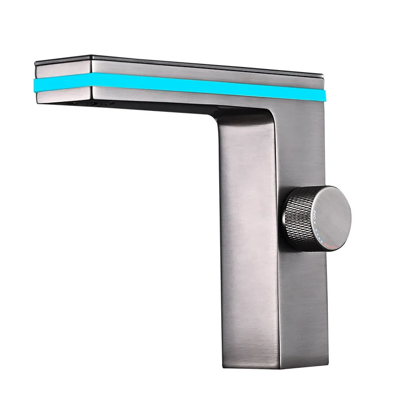 Hydropower Foreign Trade Ambient Light LED Basin Faucet Brass Body Washbasin Intelligent Digital Display Cold And Hot Faucet