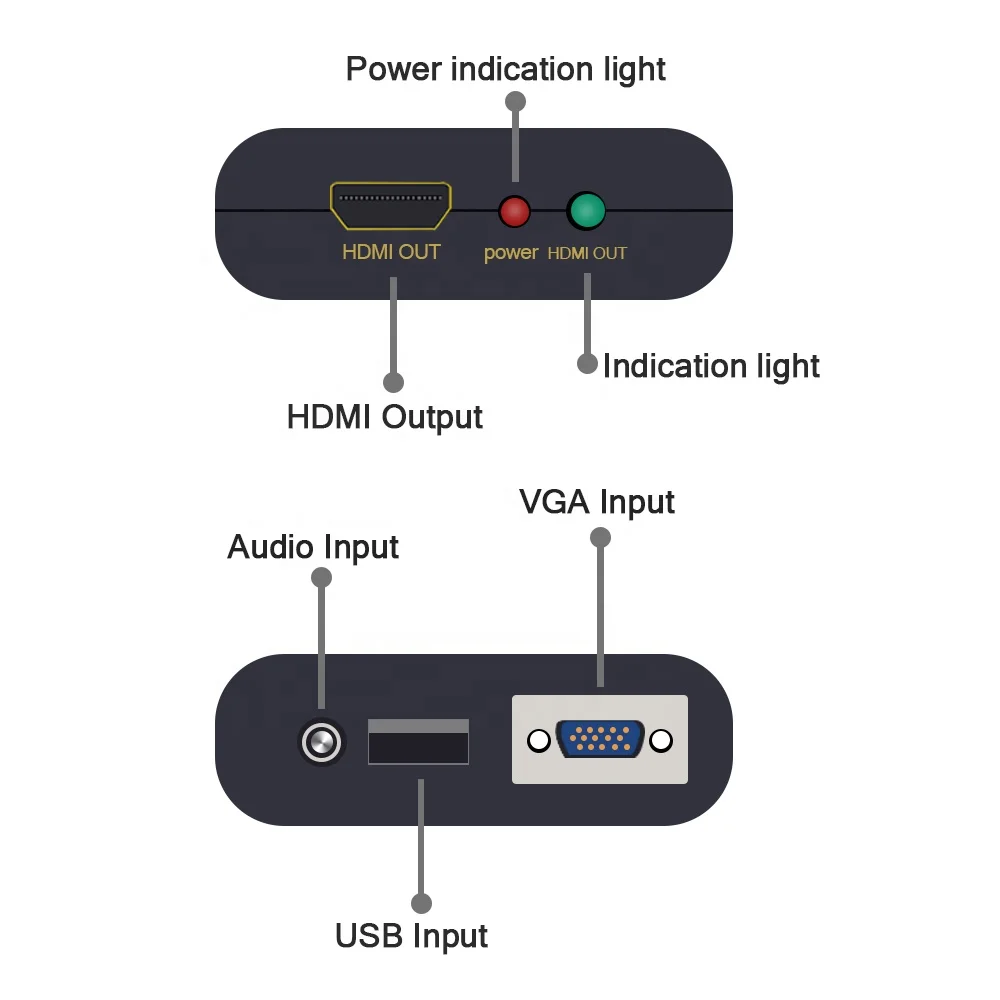  AOEYOO преобразователь VGA-HDMI с аудиокабелем адаптер для монитора и телевизора