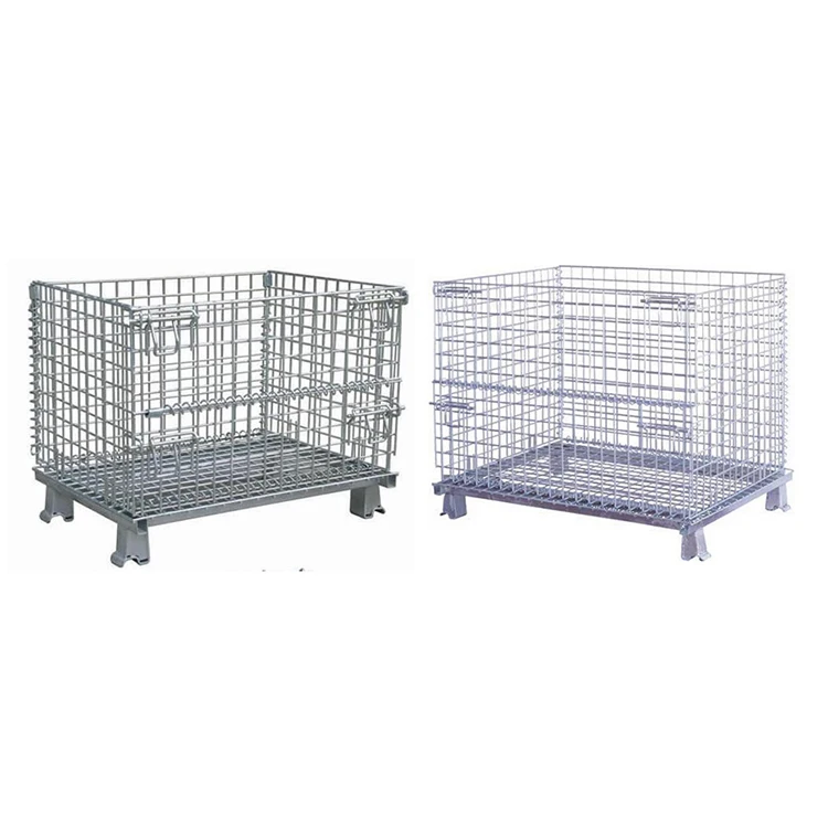 Large Folding Galvanized Welded Stackable Wire Mesh Containers Industrial Warehouses
