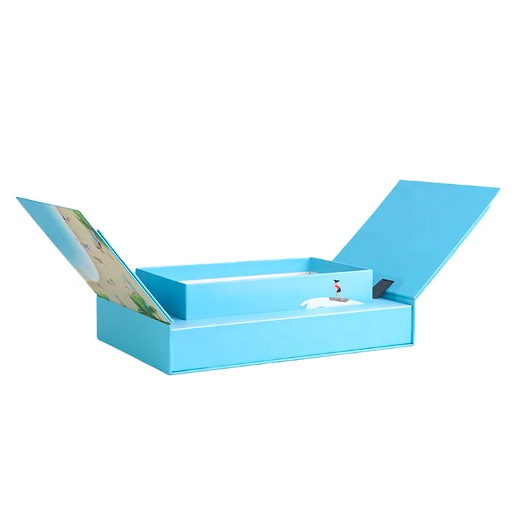 Creative flip lid inner box automatic lifting double door gift paper box