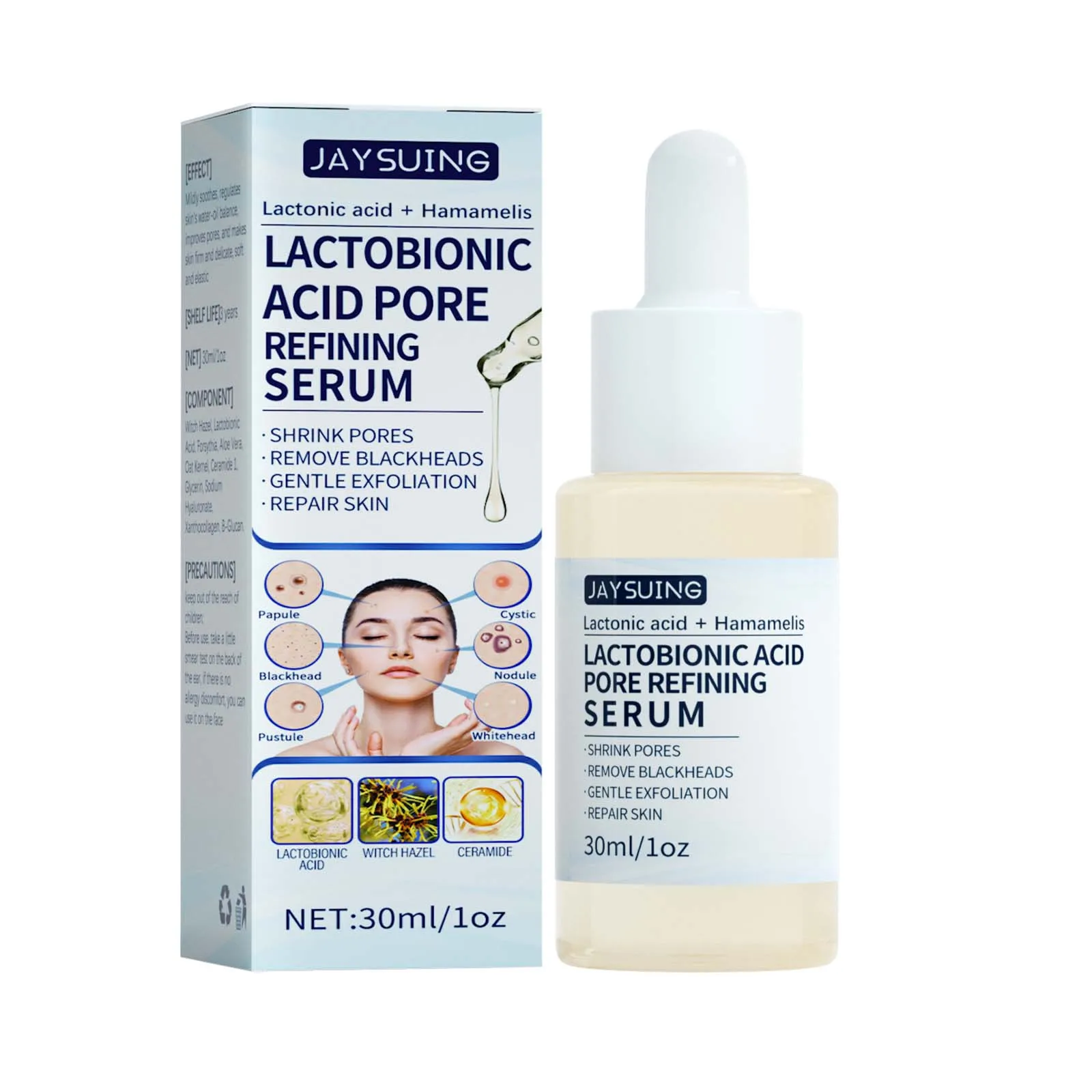 New Skin Care Moisturizing Anti Aging Exfoliating Shrink Pores 30ml Lactobionic Acid Face Serum