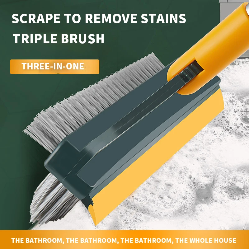 Long Handle Upgrade Rotatable Handle Broom With Scraper Window Washing Brush Squeegee 3 in 1 Floor Scrub Stiff Broom Mop