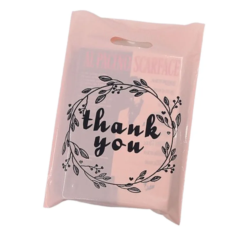 Wholesale Custom Black Plastic Hand Bags Thank You Four Finger Bags Fashionable Clothing Store Shopping Gift Bags Packaging