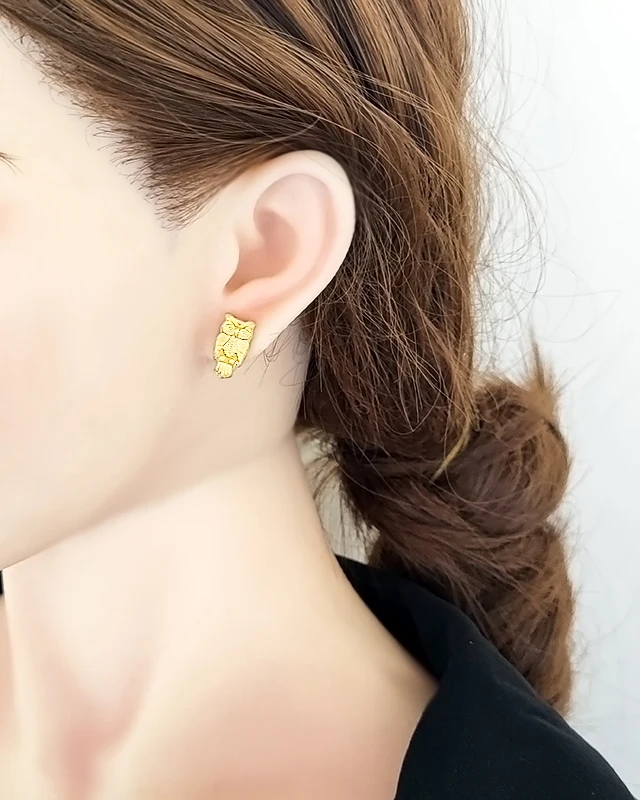 Owl earrings cute simple light luxury niche original design 2022 new ear jewelry