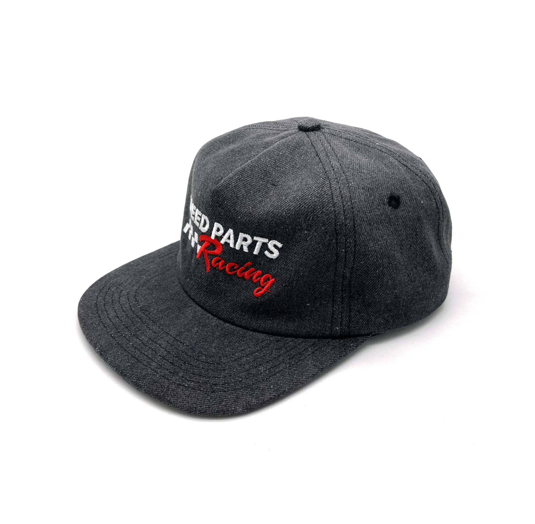 custom flat brim mid crown snapback 5 panel denim hat cap