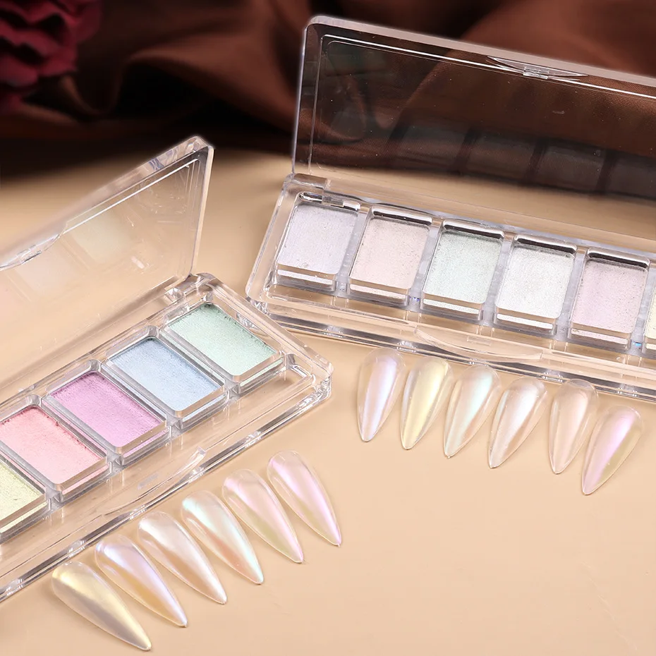 Palette Aurora Nail Powder 6 In 1 Style Solid Nail Powder Pigment Nail Art Diy Kit Mirror Powder