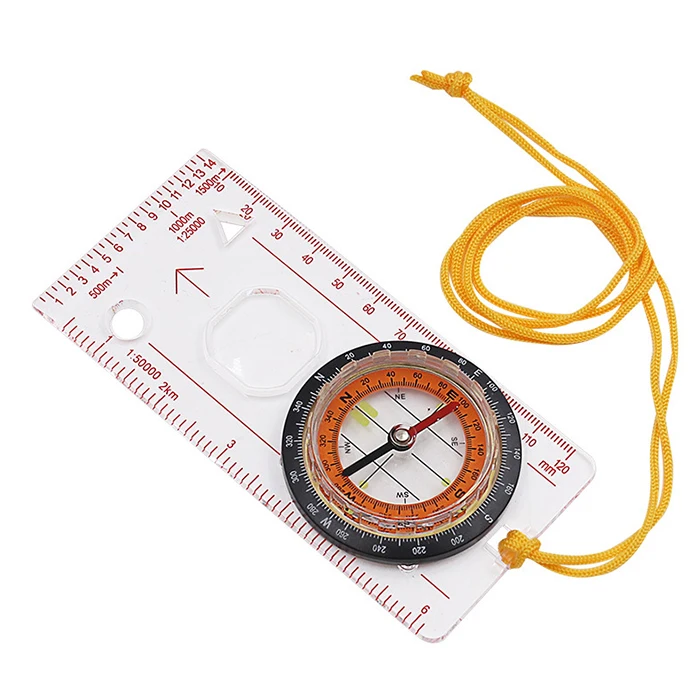 Lightweight Plastic Portable Outdoor Multifunctional Survival Map Scale Ruler Compass For Navigation Adventure Hiking