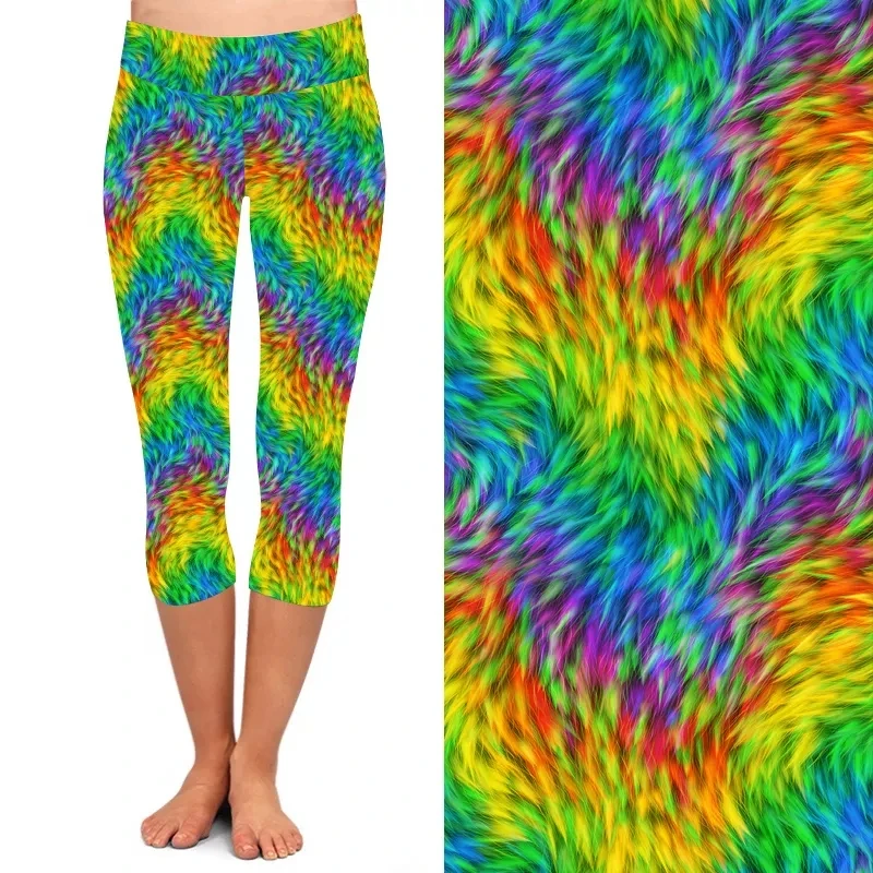 Women Wholesale 92% Polyester 8% Spandex Double Brushed Milk Silk 3D Printed Leggings Abstract Geometric Printed Basic Leggings