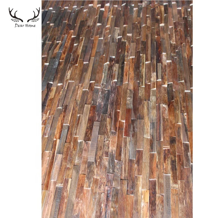 3d wood strip wall panel natural wood block wall panels for indoor decoration
