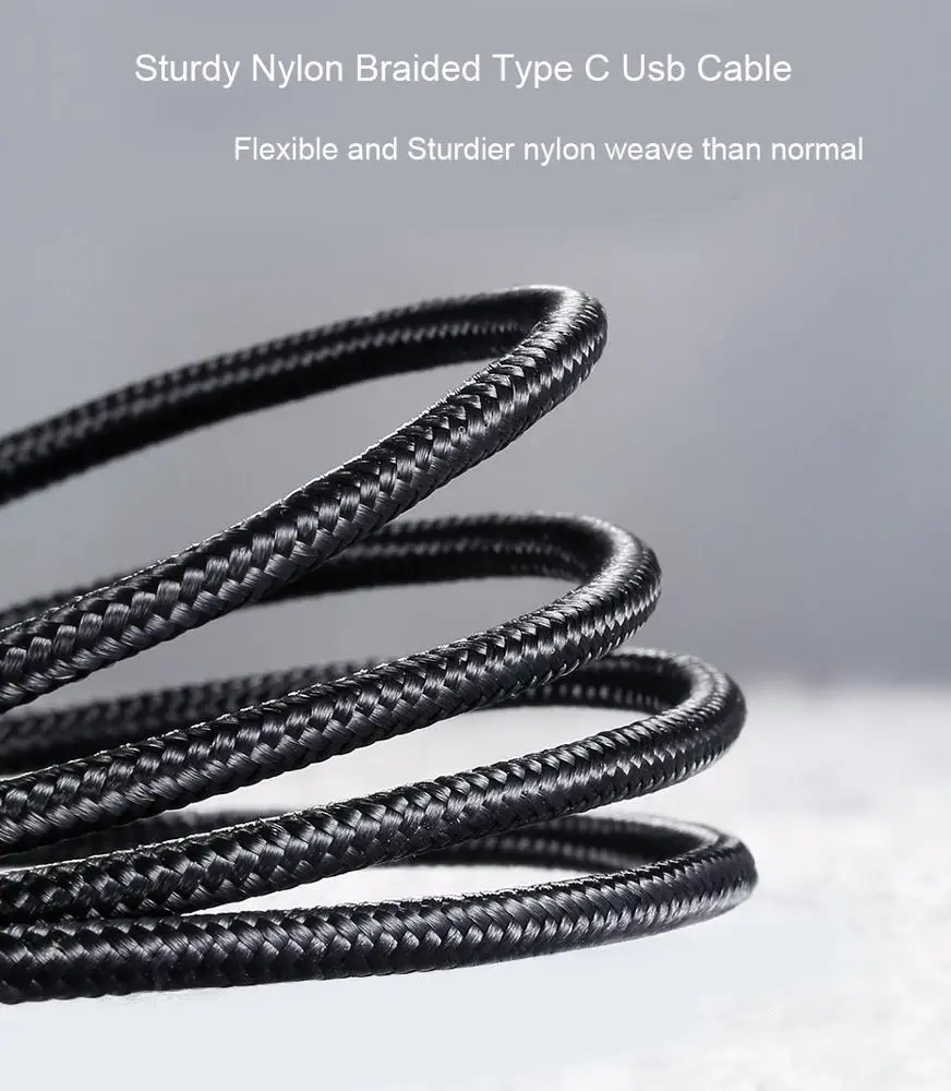 
Sturdy Nylon Braided Fast Charging Cable And Data Transfer Usb 2.0 Type C Usb Cable 