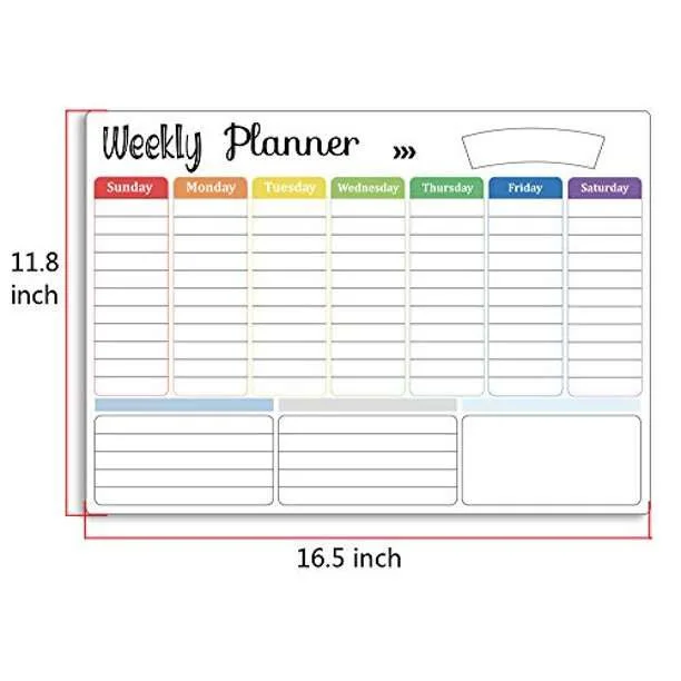 Custom weekly planner dry erase board