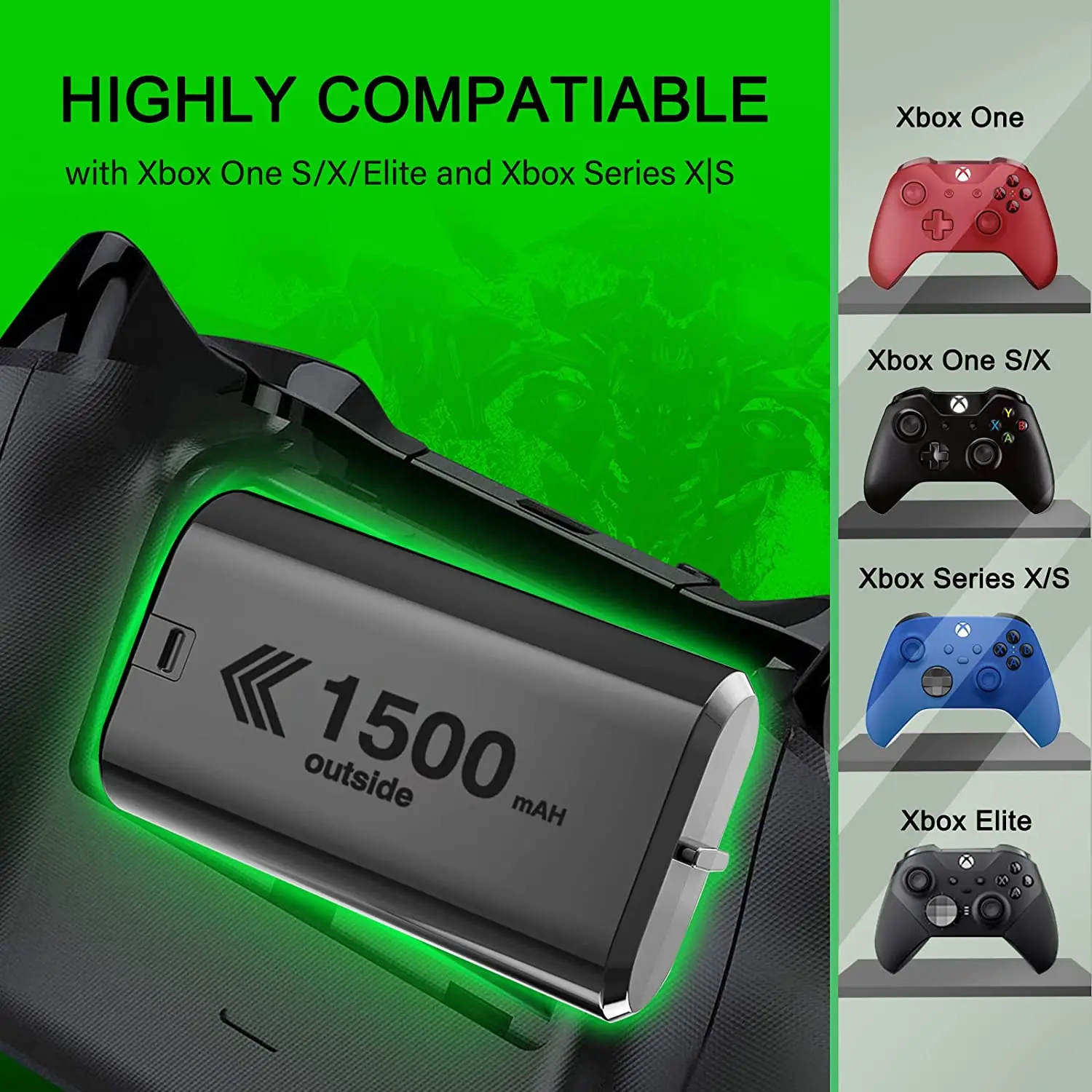 Амазонка лидер продаж новый аккумулятор Xbox 4x1500 мАч зарядный док-контроллер зарядное устройство для One/one S/one
