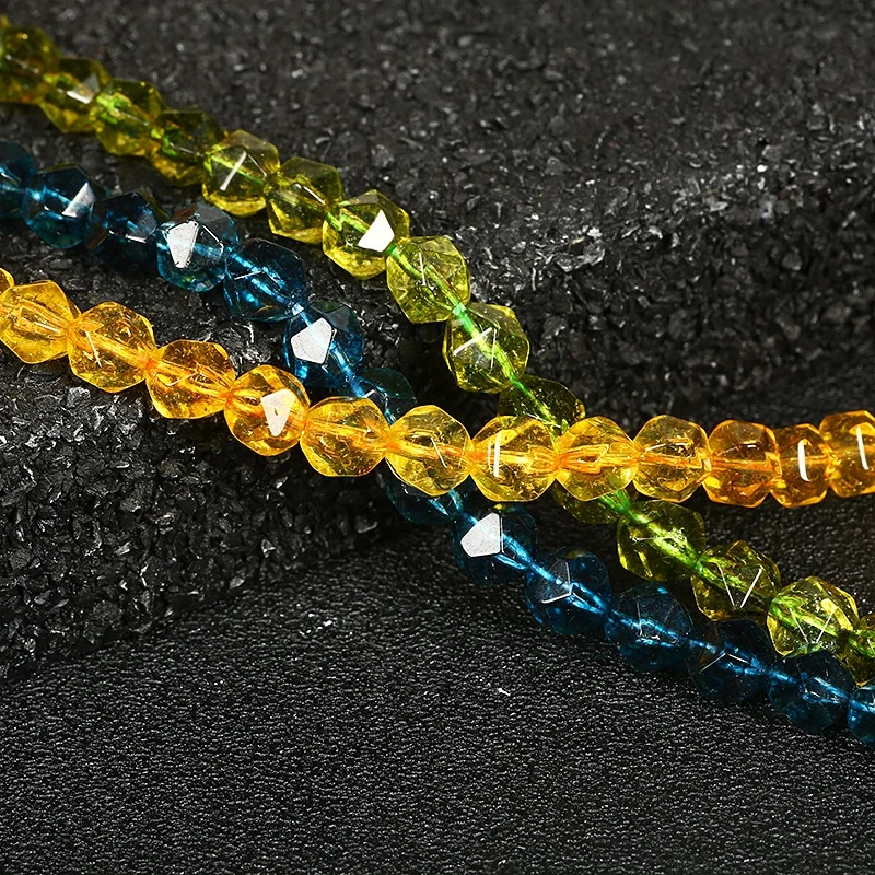 Wholesale Blue Crystal Faceted Super Seven Olive Transparent Irregular Topaz Quartz Loose Beads Crystal