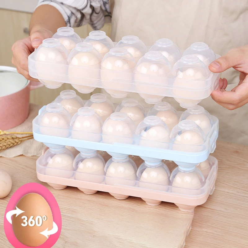 18 Grid PCS Stackable Cheap Affordable PP Material Kitchen Refrigerator Egg Storage Box