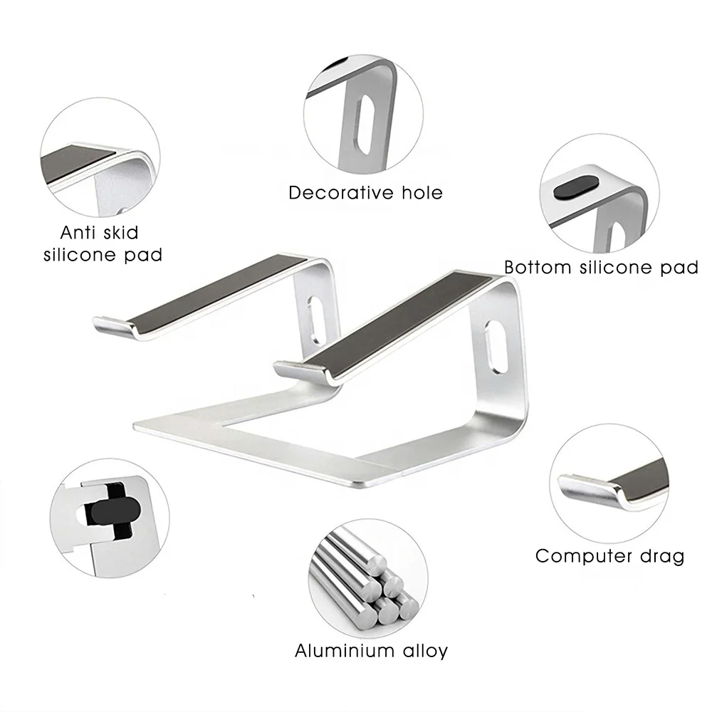 9 Colors 10 to 15.6 inches Riser Notebook Holder Stand Mount Computer Stand Ergonomic Detachable Aluminum Laptop Stand