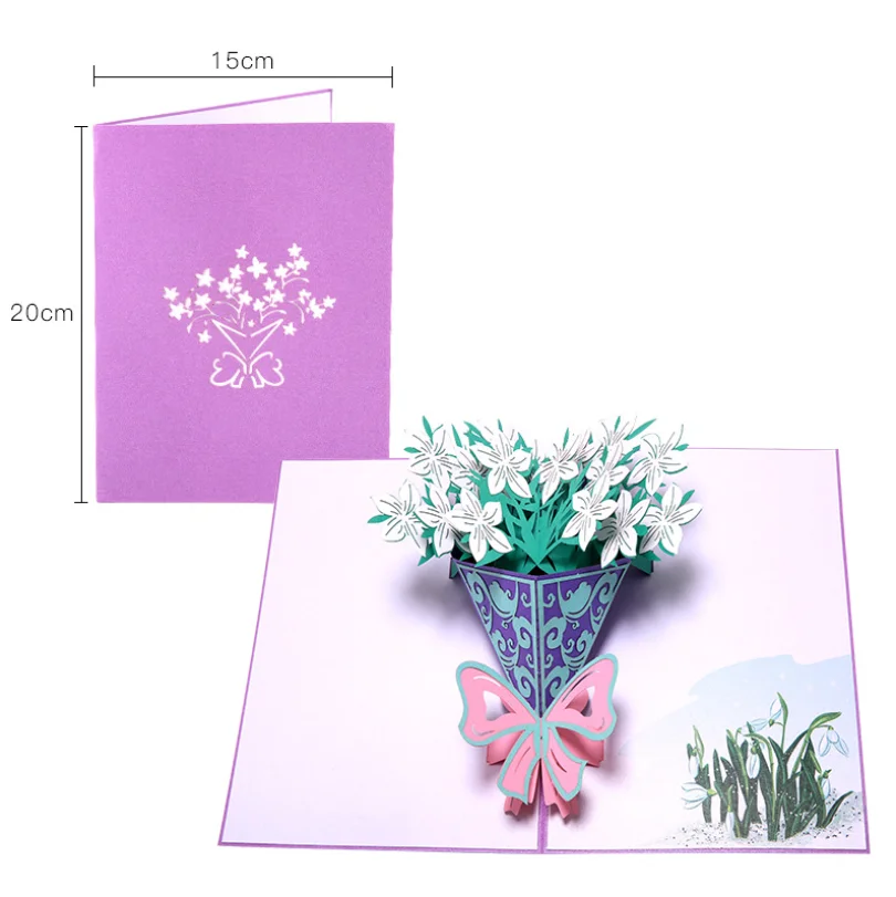 
Low MOQ Bulk Order Handmade Custom Flower Birthday Merry Christmas New Year greeting card 