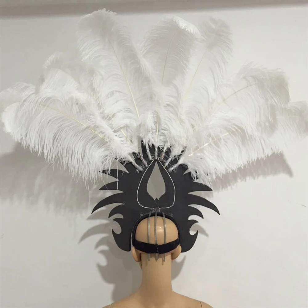 Handmade Samba Dance Ostrich Feather Headwear Halloween Hair Accessories Party Supplies