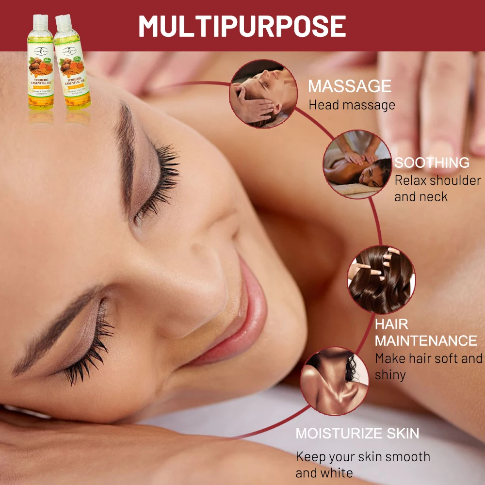 Disaar Pure Natural Turmeric Oil Body Face Hair Lightening Anti-Aging Remove Dark Spot Essential Oil