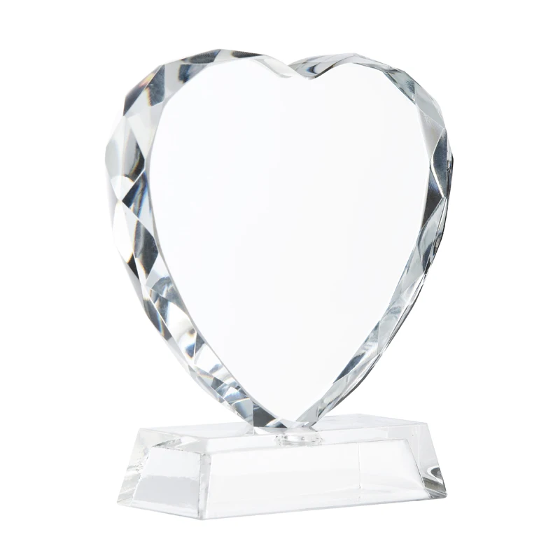 Wholesale custom sublimation heart shape crystal glass paperweight