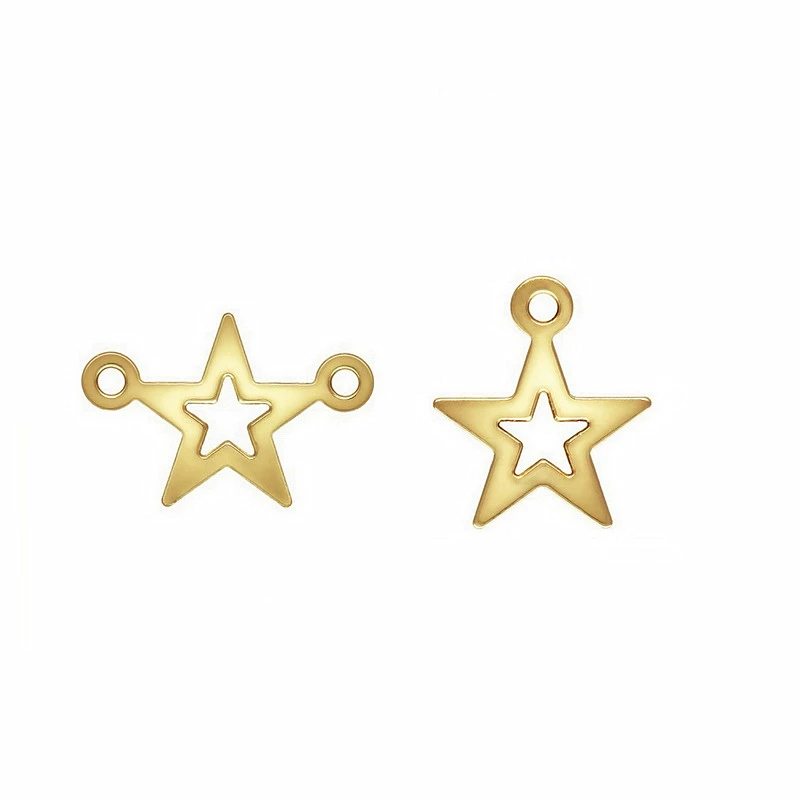 Smooth Hollow Star Connecting 14K Gold Filled Jewelry Charm Pendants