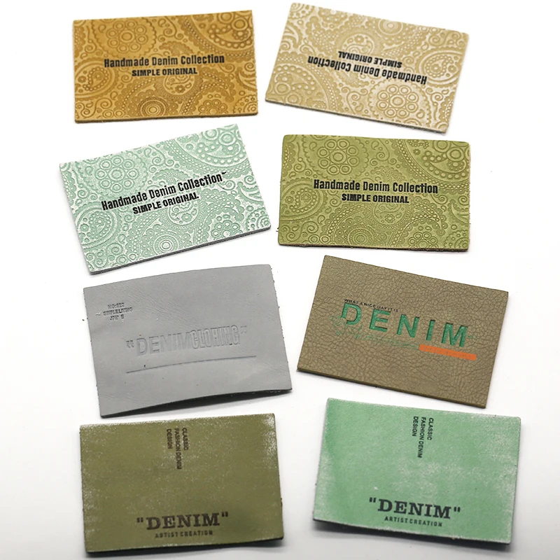 High Quality Handmade Sew On Engraved Genuine Leather Label Antique Shoes Custom LOGO PU Leather Patches