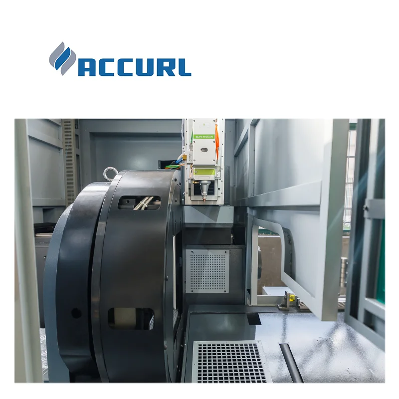 ACCURL  Automatic Metal Tube Cutter Laser Cutting Machine Three Chuck 12000W Pipe Laser Cutter