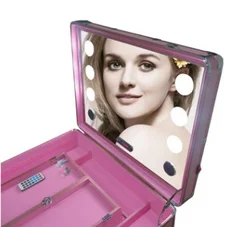 2022 New Hot Sale Make Up Cosmetic Box Train Trolley Case Metal Case Packaging with Handle