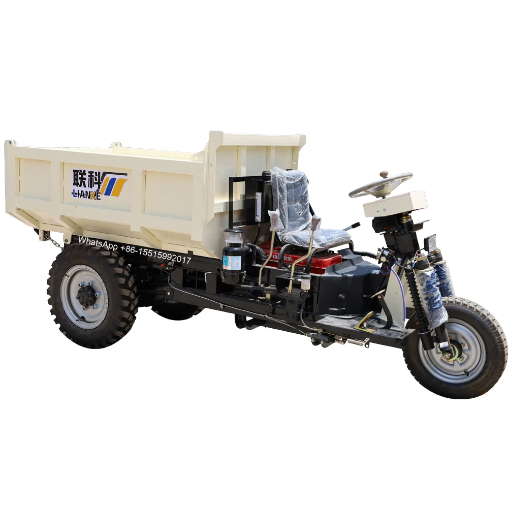 LK270D heavy loader hydraulic mining three wheel high speed 1ton 2ton diesel dumper tricycle truck